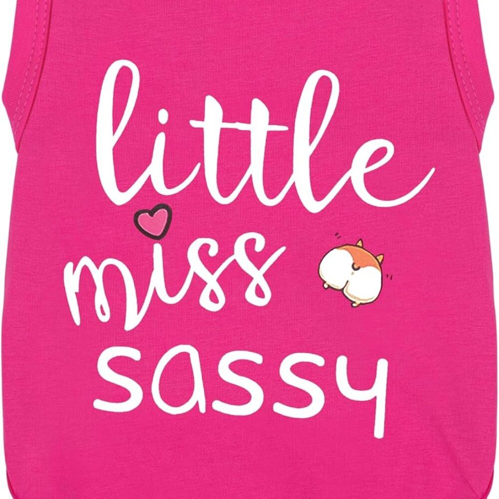 Dog Clothes Fashionable Sleeveless Pet Vest: 'Little Miss Sassy' Printed Cotton